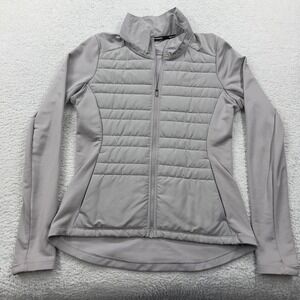Nike Running Aerolayer Jacket Womens Small Gray Quilted Insulated Full Zip Coat